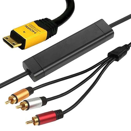 Mini-HDMI auf Cinch-Kabel, 3 m, mit IC, HDMI-Stecker auf 3-RCA-AV-Kabel, Video-Audio-Komponenten-Adapter, 1080P-Kabel für TV, HDTV, DVD von Generic