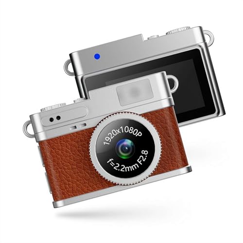 Mini Schlüsselanhänger Kamera - 1080P FHD Retro Digitalkamera, Winzige Tragbare Kleine Kameras, Magnetisches Lanyard-Design für Reisen/Studium (Braun) von Generic