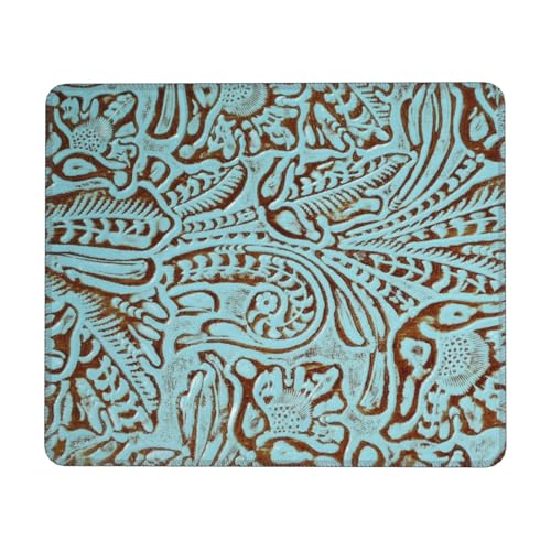 Mouspad Rustikale Western Country Geprägte Lederblume Mac-Gaming-Zubehör Weiches Tischunterlage Mit Vernähte Kanten E-Sports-Mousepad for Zuhause Arbeit Tastatur 25X30Cm von Generic
