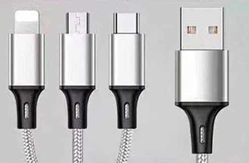 Multi USB Kabel, 3-in-1 Universalkabel [1,2 m] Ladekabel aus Nylon mit Micro-USB, Typ C (Silber) von Generic