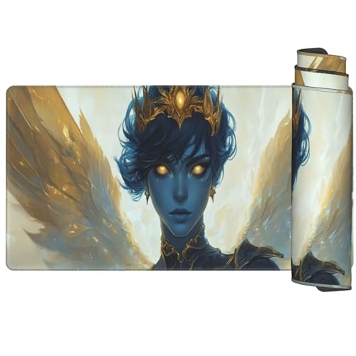 Mysterium Mauspad XXL 800 x 400 x 3mm, Mauspad Engel Schreibtischunterlage Mouse Pad Gaming Vernähte Kanten, Desk Mat mit Anti-Rutsch Basis, Verbessert Präzision Geschwindigkeit, Gaming Zubehör Q831 von Generic