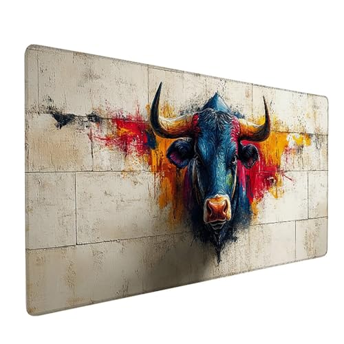 Ochse Mauspad XXL 900x400x3mm, Graffiti Mousepad Gaming, Schreibtischunterlage mit Rutschfeste Gummibasis, Verbessert Präzision und Geschwindigkei Wasserdicht und Langlebig Desk Mat für Büro PC 6-3987 von Generic