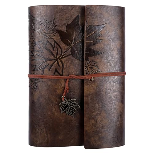 PU Leder Vintage Journal mit geprägtem Ahornblatt-Design, A5 3-Ringbuch Reisetagebuch, Schreib- und Skizzenbuch mit Verschluss PU Leder Vintage Journal mit geprägtem Ahornblatt-Design, A5 3-Ringbuch Reisetagebuch, Schreib- und Skizzenbuch mit Verschluss von Generic