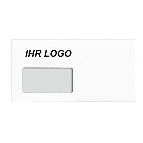 Personalisierte Briefumschläge mit Logo bedruckt 110x220mm weiß mit Fenster 50 Stück von Generic