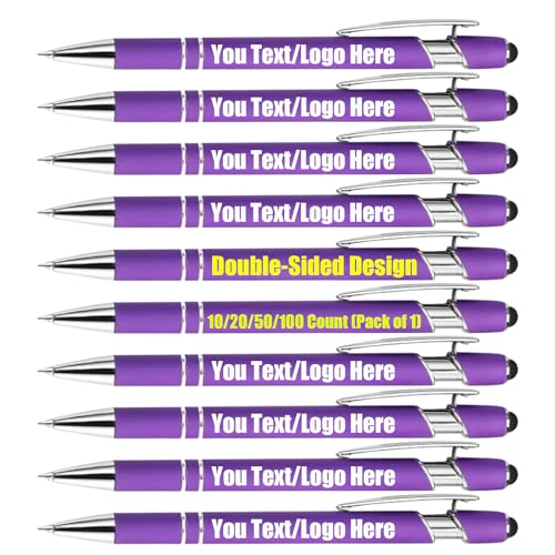 Personalisierte Gravierte Stift Mit Stylus Pen Kugelschreiber, Studenten Geschenke Für Abschlussfeier Gravur Geschenk Für Frauen Männer (Lila, 1 Count(Pack of 20)) von Generic