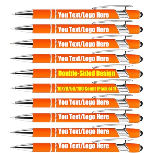 Personalisierter Kugelschreiber, einziehbarer Farbtinten-Zitatmarkierungsstift mit Stylus-Spitze, Gravurstift für Frauen, Männer, Schreiben, Büro, Schule (Saffron, 50pcs) von Generic