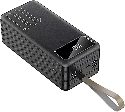 Power Bank 100000Mah, tragbares Ladegerät mit hoher Kapazität USB C Schnellladung 4 Ports Externer Akku mit LED-Digitalanzeige Taschenlampe kompatibel für und mehr, schwarz von Generic