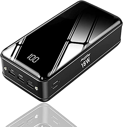 Power Bank 50000Mah, 18W tragbares Ladegerät USB C Schnellladung 6 Ports Externer Akku mit LED-Taschenlampe Backup-Akku (Schwarz) von Generic
