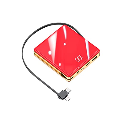 Power Bank Creative Mini 3-in-1 mit eigenem Kabel 20000 mAh Schnelllade-Mobilstromversorgung langlebig (Farbe: Rot, Größe: 10000 mAh) von Generic