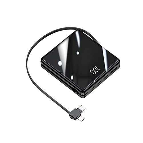 Power Bank Creative Mini 3-in-1 mit eigenem Kabel 20000 mAh Schnelllade-Mobilstromversorgung langlebig (Farbe: Schwarz, Größe: 10000 mAh) von Generic