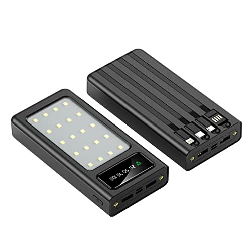 Power Bank Mobiltelefon Universal Built-In Line Charging Treasure 30000 Milliliter Charging Treasure Mini Tragbares Campinglicht Mobiles Netzteil (Farbe: Schwarz, Größe: 30000mAh) von Generic