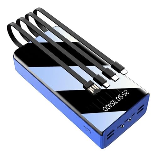 Power Bank Schnellladung, Blau, 50000 mAh Ladegerät mit großer Kapazität, Pack eingebautes 4-Kabel, schnelles Netzteil mit und Taschenlampe von Generic
