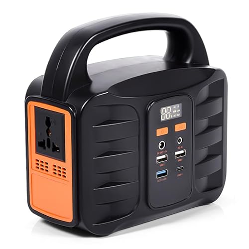 Power Bank Tragbarer Energiespeicher Netzteil 200W Notbeleuchtung Energiespeicher Netzteil 220V Outdoor-Campingstand Notstromversorgung (150W (70000mA)/Orange) von Generic