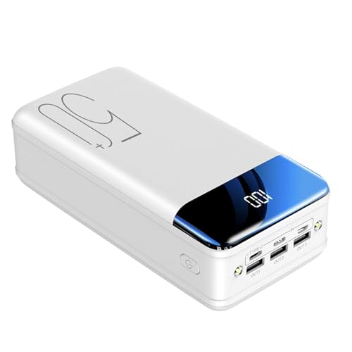 Power Bank USB C Akkupack mit LED-Anzeige Typ C Schnelllade-Powerbank Tragbares Ladegerät Kompatibel mit Smartphones Tablets,Weiß,50000mAh von Generic