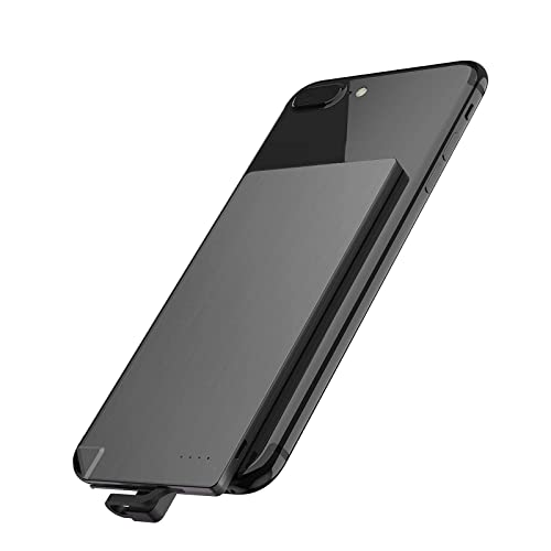 Power Bank Ultradünnes tragbares Telefonladegerät Eingebauter Kabel-Backup-Akku mit 4 LED-Anzeigen für Smartphones, Tablets und elektronische USB-Geräte,Schwarz,B von Generic