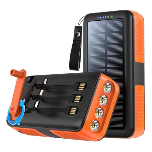 Powerbank-Schnellladung, 30000 mAh große Kapazität, mit eingebauten 3 Kabeln und Taschenlampe, Handkurbel für den Außenbereich Powerbank-Schnellladung, 30000 mAh große Kapazität, mit eingebauten 3 Kabeln und Taschenlampe, Handkurbel für den Außenbereich von Generic