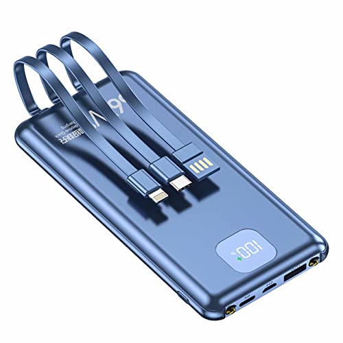Powerbank-Schnellladung, Powerbank 20000mAh, mit eingebauten Kabeln USB C 3 Ausgang und 2 Eingänge mit LED-Taschenlampe Power Bank Pack Powerbank-Schnellladung, Powerbank 20000mAh, mit eingebauten Kabeln USB C 3 Ausgang und 2 Eingänge mit LED-Taschenlampe Power Bank Pack von Generic