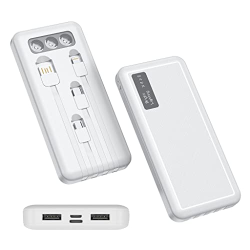 Powerbank Schnellladung, Vierdraht-Powerbank 20000mAh Taschenlampe mit großer Kapazität Powerbank mit sechs Ausgängen (Farbe: Weiß, Größe: 10000mAh) von Generic