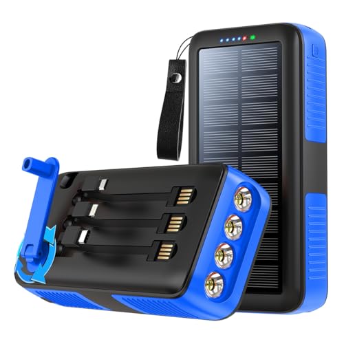 Powerbank mit Schnellladefunktion, 30.000 mAh große Kapazität, mit 3 integrierten Kabeln und Taschenlampe, Handkurbelpaket für den Außenbereich Powerbank mit Schnellladefunktion, 30.000 mAh große Kapazität, mit 3 integrierten Kabeln und Taschenlampe, Handkurbelpaket für den Außenbereich von Generic