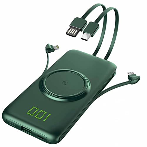 Powerbank mit Schnellladung, mit integrierten Kabeln, 20000 mAh, USB-C-Pack, 4 Ausgänge, 2 Eingänge mit LED-Typ-C-Ladegerät, Grün, 20000 mAh Powerbank mit Schnellladung, mit integrierten Kabeln, 20000 mAh, USB-C-Pack, 4 Ausgänge, 2 Eingänge mit LED-Typ-C-Ladegerät, Grün, 20000 mAh von Generic