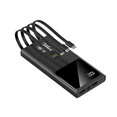 Powerbank mit Schnellladung, superschneller 66-W-Blitz, 10.000 mAh, große Kapazität mit eingebautem Kabel (Farbe: Schwarz) von Generic