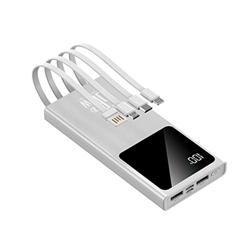 Powerbank mit Schnellladung, superschneller 66-W-Blitz, 10.000 mAh, große Kapazität mit integriertem Kabel (Farbe: Weiß) von Generic
