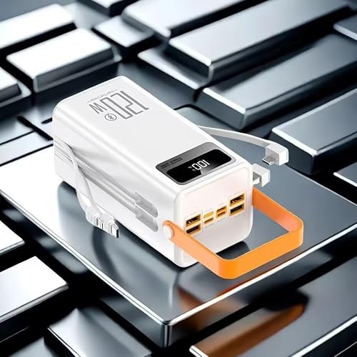 Powerbank mit großer Kapazität 50000 mAh mit integriertem Datenkabel (4 Ausgänge, 2 Eingänge) mit Schnellladefunktion für Smartphones von Generic