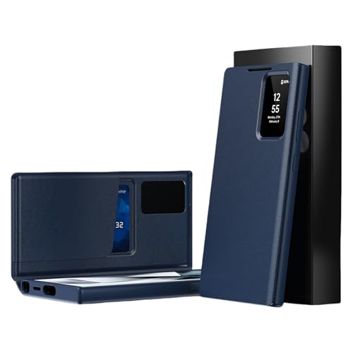 Premium Leather Smart Window Flip Phone Case for Samsung Galaxy S25 Ultra, Flip Phone Case with Card Slot & PC Frame, Magnetic Leather Protective Cover for Samsung Galaxy Series (S23,Blue) von Generic