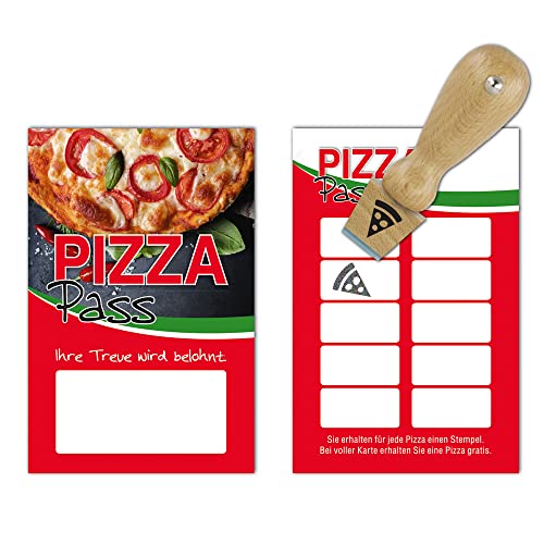 Premium Pizza Pasta Bonuskarten 500 Stk. mit 10 Stempelfeldern und Stempel Pizzastück Treuekarten passend für Bereiche wie Gastronomie, Restaurant, Weinhandel von Generic