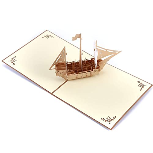 Premium Qualität 3D Grußkarte Segelboot Pop Up Grußkarte Postkarte Einladung Neujahr Valentinstag Papierkarte für Frauen und Männer Professionell und attraktiv von Generic
