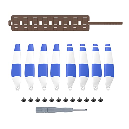 Propeller-Ersatzteile-Kits Flügel-Ersatzzubehör mit zusammenklappbarer Silikon-Aufbewahrungstasche für DJI Mini 3 Pro (Blauer Balken + braune Tasche) von Generic