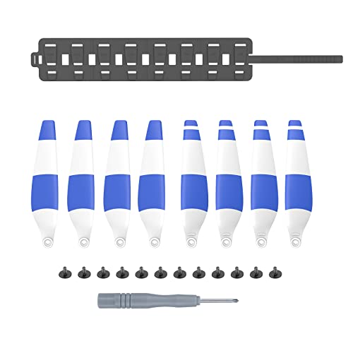 Propeller-Ersatzteile-Kits Flügel-Ersatzzubehör mit zusammenklappbarer Silikon-Aufbewahrungstasche für DJI Mini 3 Pro (Blauer Balken + graue Tasche) von Generic