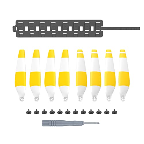 Propeller-Ersatzteile-Kits Flügel-Ersatzzubehör mit zusammenklappbarer Silikon-Aufbewahrungstasche für DJI Mini 3 Pro (gelber Balken + graue Tasche) von Generic