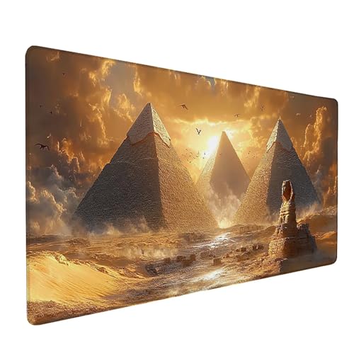 Pyramide Gaming Mauspad XXL 600x300x3mm, Schreibtischunterlage Sphinx Mousepad Groß mit Vernähten Kanten, Rutschfester Gummibasis Mauspad Gaming XXXL Desk Mat, Mouse Pad Groß für Büro, PC L-7045 von Generic