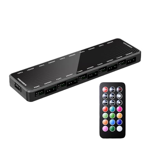 RGB-Computer-Hub, 5 V-3-polig, Argb, PWM, RGB-Gehäuse, Lüfter-Geschwindigkeitsregler-Anschlüsse, Argb, PWM, RGB-Gehäuselüfter-Hub für Beleuchtungskomponenten von Generic