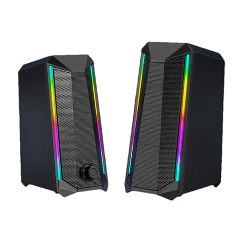 RGB-Computerlautsprecher, RGB-PC-Lautsprecher | 2 Stück PC-Lautsprecher mit Lautstärkeregelung - USB-betriebene RGB-Lautsprecher mit verbessertem Sound und leicht zugänglicher Lautstärkeregelung für d von Generic