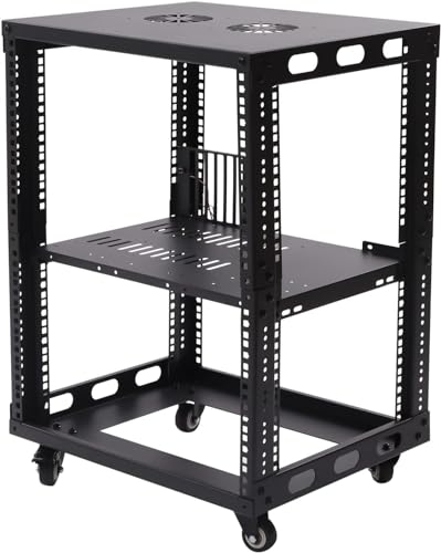 Rack Organizer 12U Serverschrank Netzwerk-Rack mit Rädern und Verstellbarer Trennwand, 154,32 lbs Tragfähigkeit Netzwerkschrank von Generic