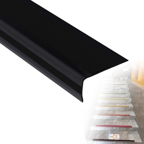 Reppenkantenprofil Treppenprofil L-Form, Antirutsch Treppenkantenschutz aus PVC, Länge 500 cm, Selbstklebender Vinyl-Kantenstreifen(Black,W5 x H2.5cm) von Generic