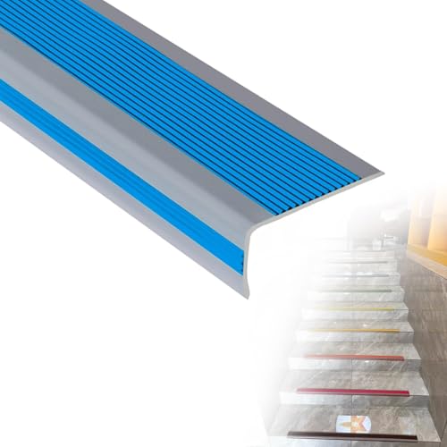Reppenkantenprofil Treppenprofil L-Form, Antirutsch Treppenkantenschutz aus PVC, Länge 500 cm, Selbstklebender Vinyl-Kantenstreifen(Blau,W10 x H4cm) von Generic
