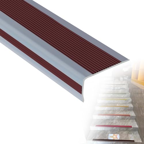 Reppenkantenprofil Treppenprofil L-Form, Antirutsch Treppenkantenschutz aus PVC, Länge 500 cm, Selbstklebender Vinyl-Kantenstreifen(Brown,W10 x H4cm) von Generic