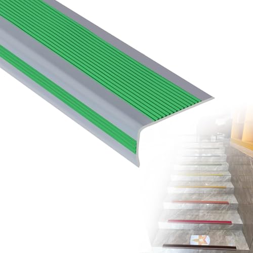Reppenkantenprofil Treppenprofil L-Form, Antirutsch Treppenkantenschutz aus PVC, Länge 500 cm, Selbstklebender Vinyl-Kantenstreifen(Green,W10 x H4cm) von Generic