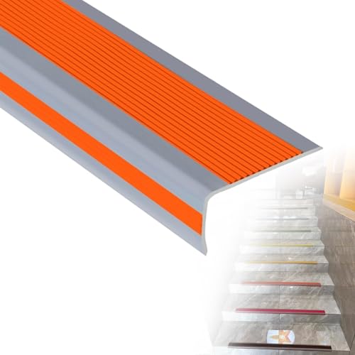 Reppenkantenprofil Treppenprofil L-Form, Antirutsch Treppenkantenschutz aus PVC, Länge 500 cm, Selbstklebender Vinyl-Kantenstreifen(Orange,W10 x H4cm) von Generic