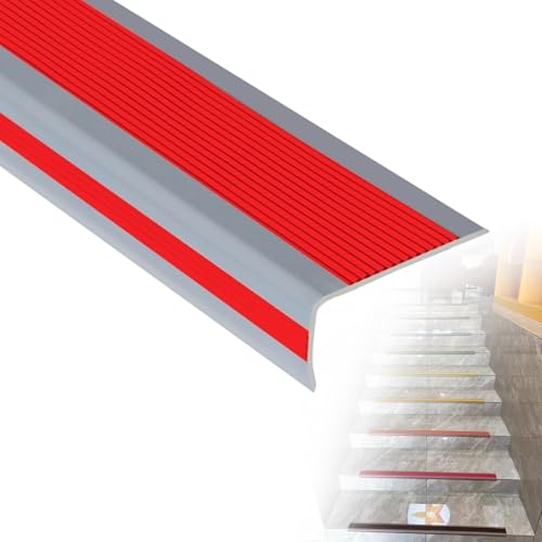 Reppenkantenprofil Treppenprofil L-Form, Antirutsch Treppenkantenschutz aus PVC, Länge 500 cm, Selbstklebender Vinyl-Kantenstreifen(Red,W6 x H3cm) von Generic