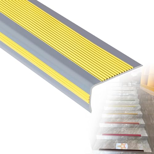 Reppenkantenprofil Treppenprofil L-Form, Antirutsch Treppenkantenschutz aus PVC, Länge 500 cm, Selbstklebender Vinyl-Kantenstreifen(Yellow,W10 x H4cm) von Generic