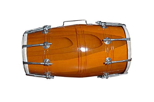 Riesiger Korb 1049 – handgefertigtes Holz-Dholak-Musikinstrument, indisches Folk-Musikinstrument, Trommel-Nüsse und Bolzen von Generic
