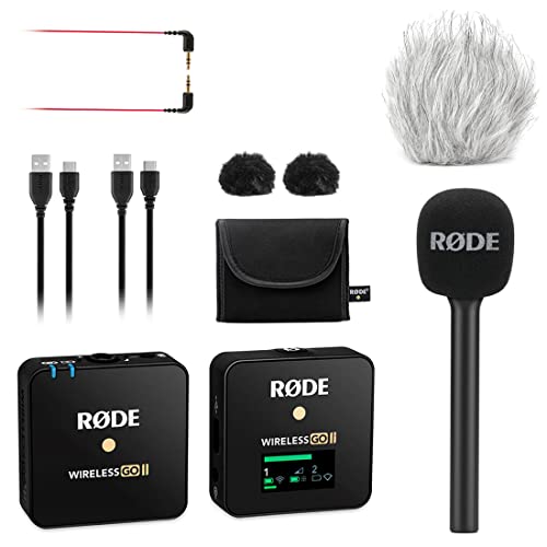 Rode Wireless GO II Single Funk-Mikrofon Set + Interview GO Mikrofon-Handadapter + keepdrum Fell-Windschutz von Generic