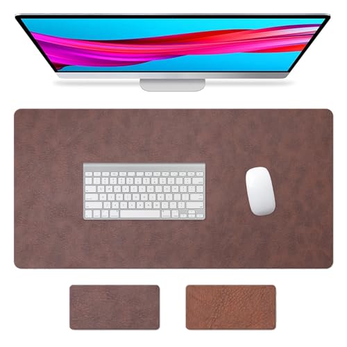 Rutschfeste Schreibtischunterlage, Wasserfeste Schreibtischunterlage, Leicht zu reinigende Laptopunterlage, großes Mauspad aus Leder für Büro und Zuhause(Brown,60x30cm) von Generic