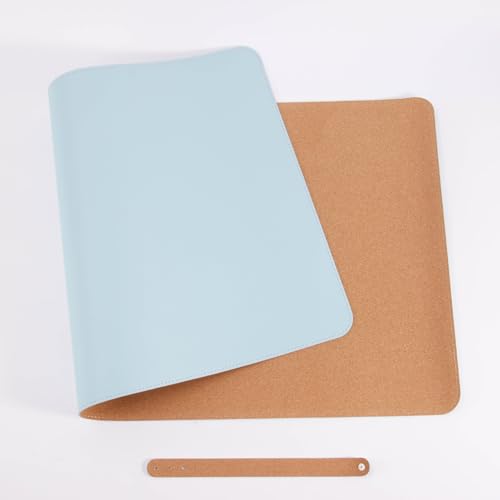 Rutschfeste Schreibtischunterlage aus Kork, Wasserfestes Großes Gaming-Mauspad aus Leder, Ideal als beidseitig beschreibbare mat für Büro und Zuhause(Blue,80x40cm) von Generic