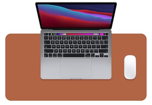 Rutschfeste Schreibtischunterlage aus Leder, Wasserdichtes Großes Gaming-Mauspad, Leicht zu reinigende Schreibunterlage für Laptop und Tisch(Brown,60x30cm) von Generic