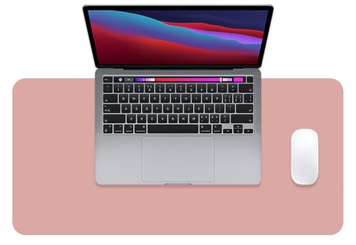 Rutschfeste Schreibtischunterlage aus Leder, Wasserdichtes Großes Gaming-Mauspad, Leicht zu reinigende Schreibunterlage für Laptop und Tisch(Pink,90x40cm) von Generic